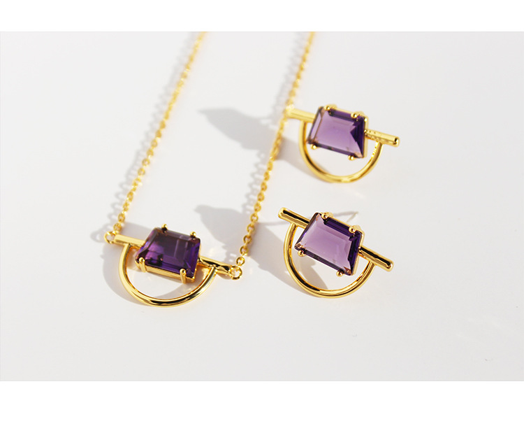 Retro Geometric Copper Plating Zircon Pendant Necklace