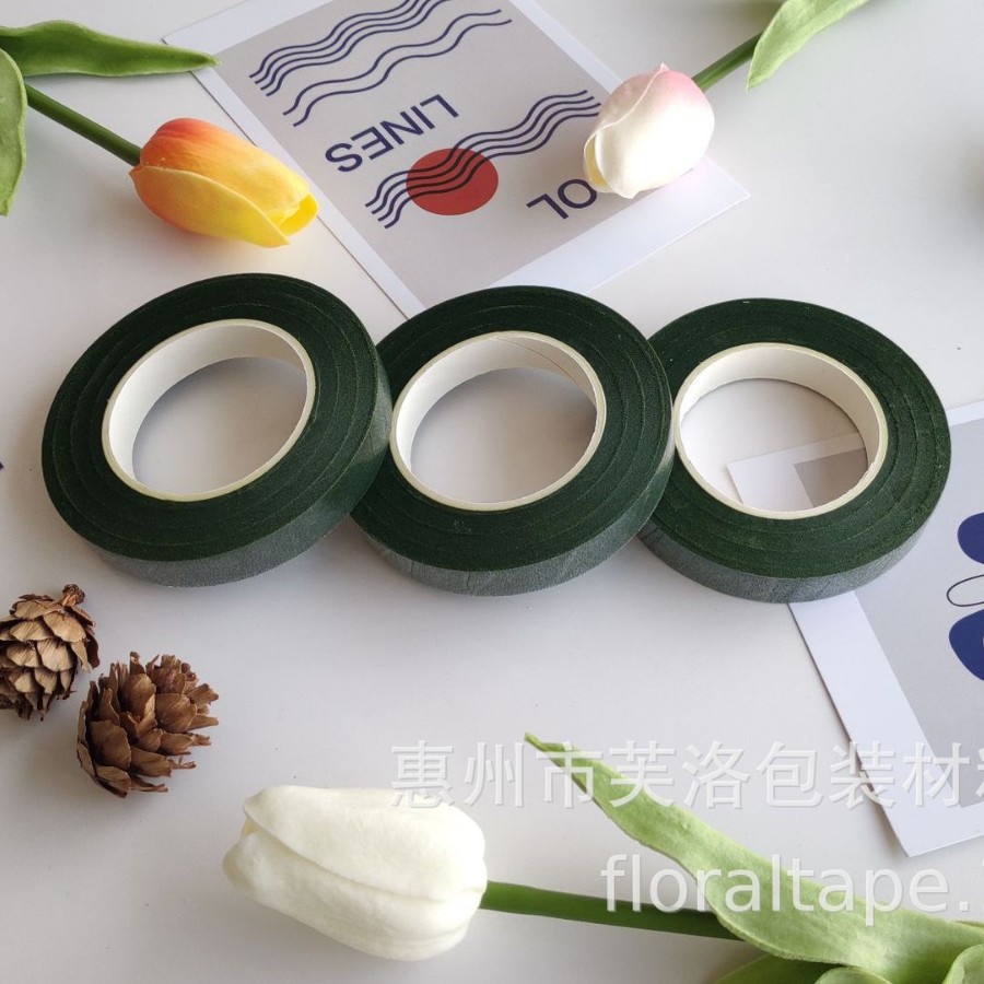 Ventas Directas de fábrica pegajosa cinta verde cinta floral al por mayor 27 m cinta verde cinta polo de la flor DIY flor artificial