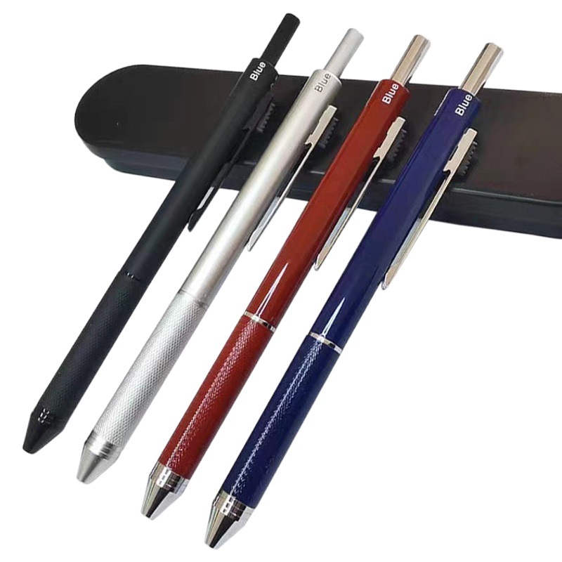 Tecnología negra bolígrafo con sensor de gravedad cuatro en uno bolígrafo de metal multifunción estudiante bolígrafo lápiz automático multicolor