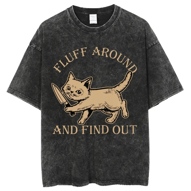 Death Is Coming Y2K Tiki 2025 Summer 100% Cotton Printed Washed T-Shirt Men's Online Store Animation Graphic Printing