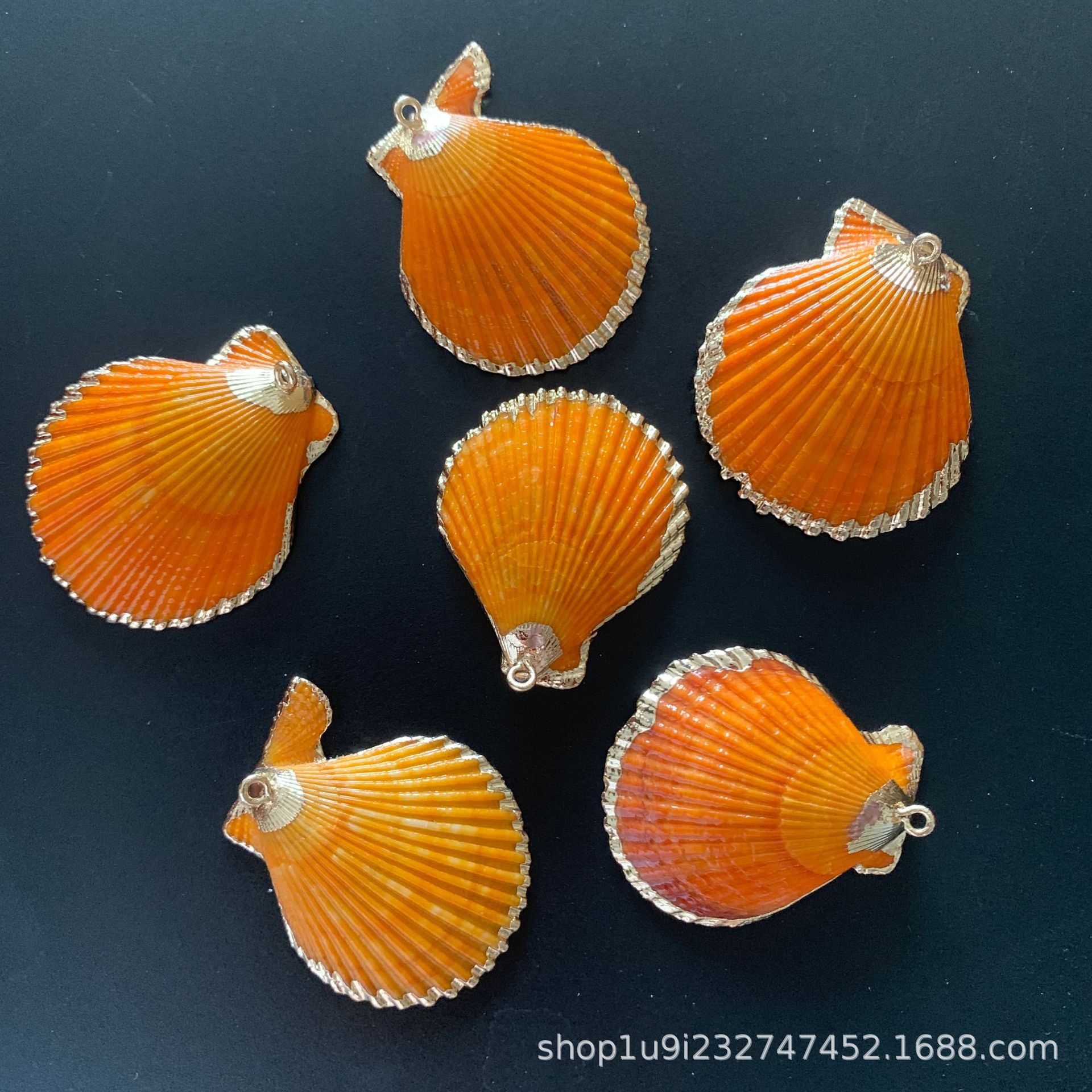 爱贝来天然贝壳海螺吊坠 3D贝壳手工DIY配饰项链首饰配件黄扇贝