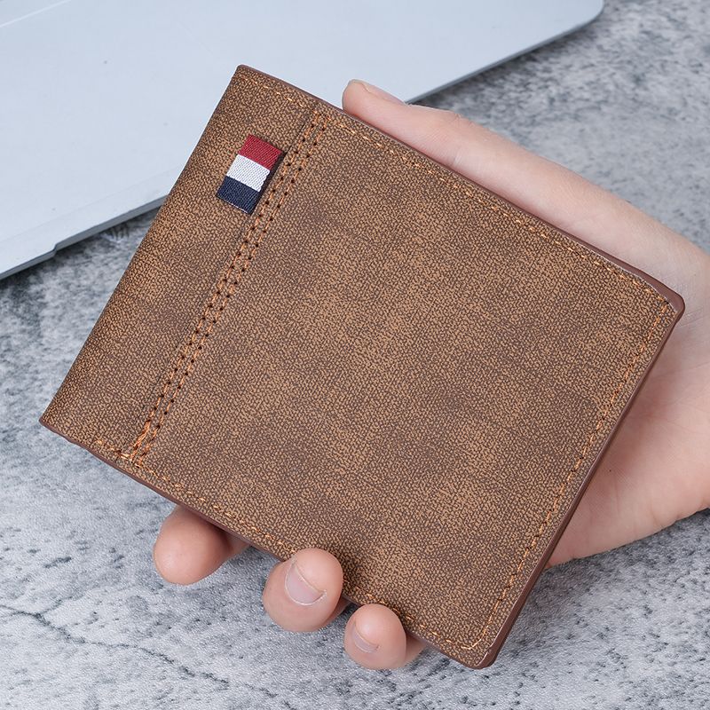 Men's suede short capacious fashionable retro wallet