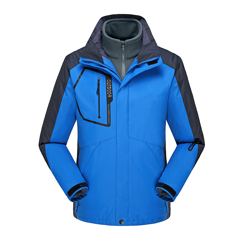 Otoño e invierno chaqueta de las mujeres tres en uno de dos piezas al aire libre impermeable transpirable forro polar ropa de viaje de los hombres imprimible LOGO