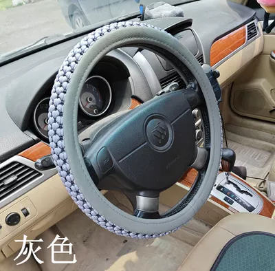 Steering wheel cover: cover universal car steering wheel - machine-knitted-gray-38cm