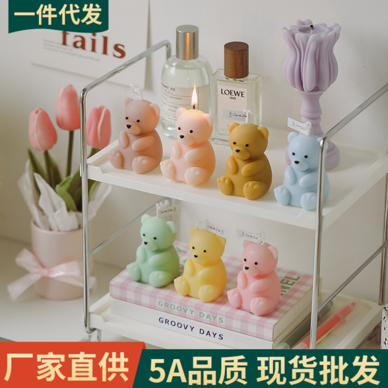 Bear aromaterapia vela en forma de cera regalo creativo de cumpleaños regalo de mano animal hecho a mano dibujos animados lindo decoración de fragancia