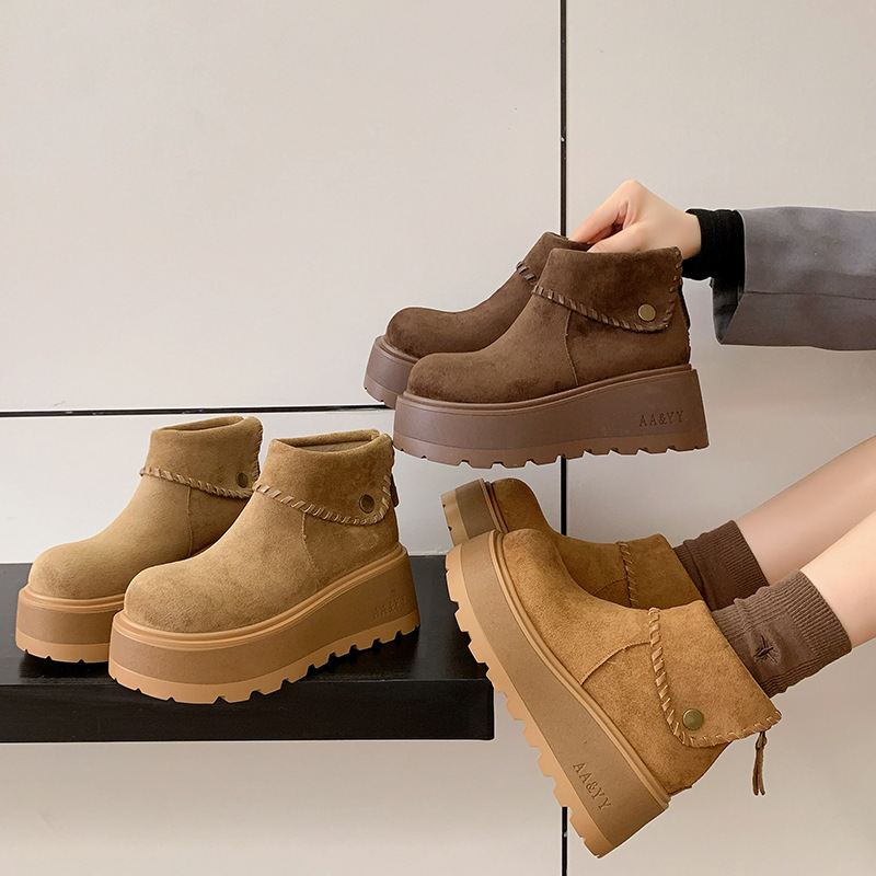 Retro High-Bottom Small Thick-Soled Height-Increasing Boots for Women 2025 New Autumn and Winter Slimming Look Boots Elastic Boots Retro High-Bottom Small Thick-Soled Height-Increasing Boots for Women 2025 New Autumn and Winter Slimming Look Boots Elastic Boots