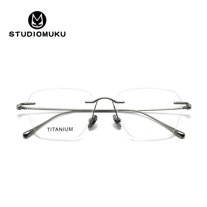 Gafas geniales de madera STUDIOMUKU Montura de gafas sin marco para villanos de alto coeficiente intelectual