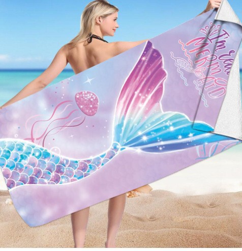 Foreign Trade Europe and America Explosions Mermaid Pearl Shell Beach Towel Color Mermaid Tail Children's Towel Swimming Towel Foreign Trade Europe and America Explosions Mermaid Pearl Shell Beach Towel Color Mermaid Tail Children's Towel Swimming Towel