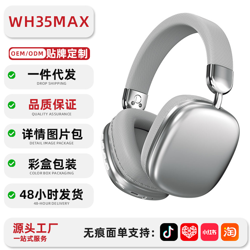 Estricta selección de auriculares WH35 de larga duración metal chapado auriculares Bluetooth inalámbricos para Apple en stock