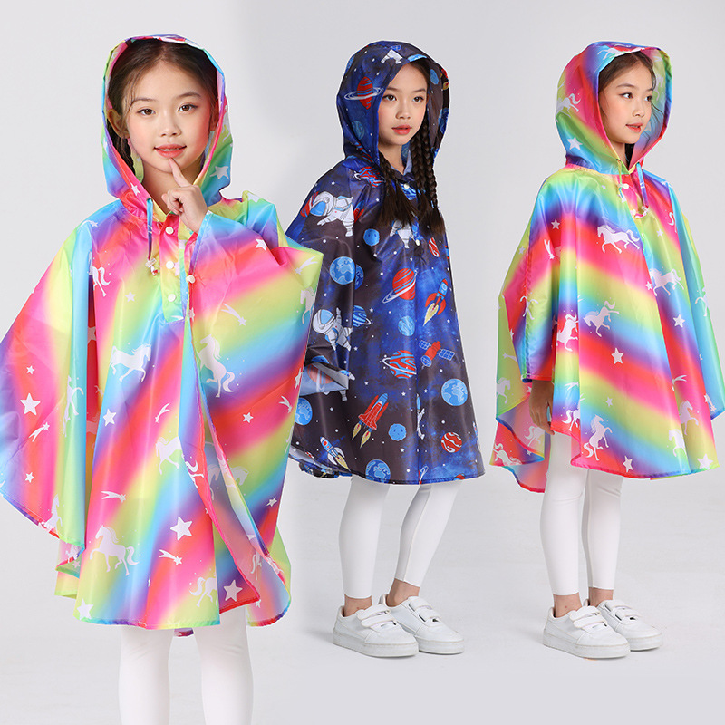 Children's printed thin cloak raincoat children backpack kindergarten boys and girls factory direct one-piece delivery