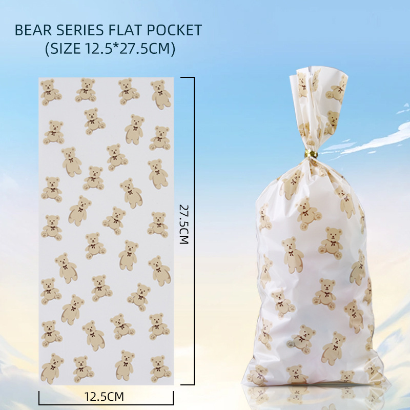 Bolsas de dulces Opp transfronterizas bolsas de embalaje de dibujos animados de oso lindo creativo bolsas de plástico de regalo bocadillos bolsillos planos de comida