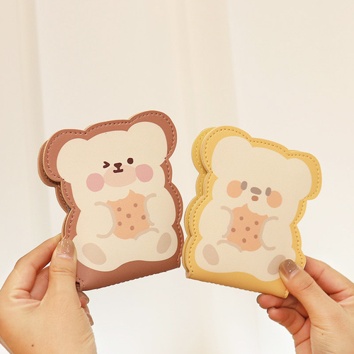 Cute cartoon bear biscuit card holder card holder driver's license set meal card ID holder pu leather bank card credit card holder