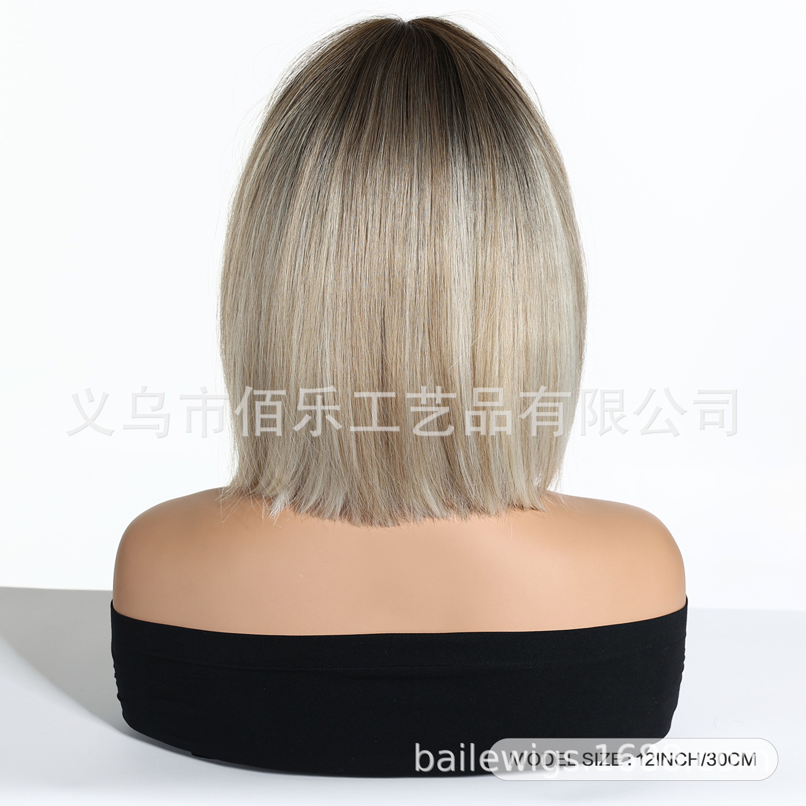 Bo Bo peluca Qi cejas cabello recto de la parte superior de la cabeza teñido marrón claro gradiente fábrica transfronteriza al por mayor de stock cabello