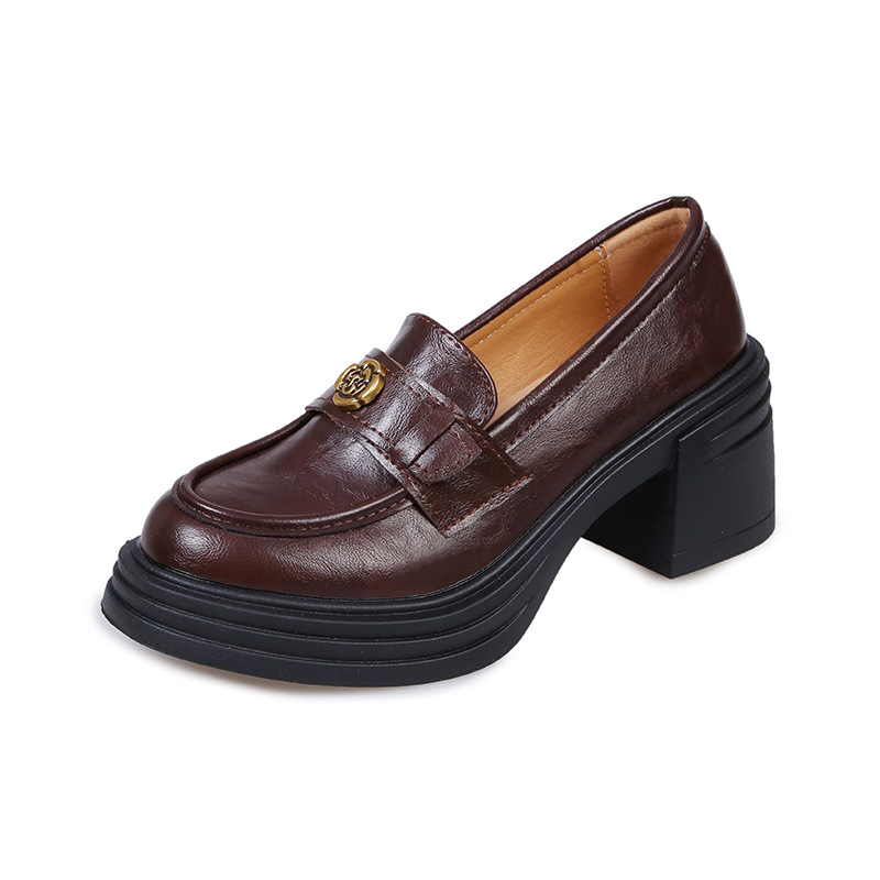 Britische Damen-loafer Mit Plateausohle Und Blockabsatz Aus Leder_voghion.com