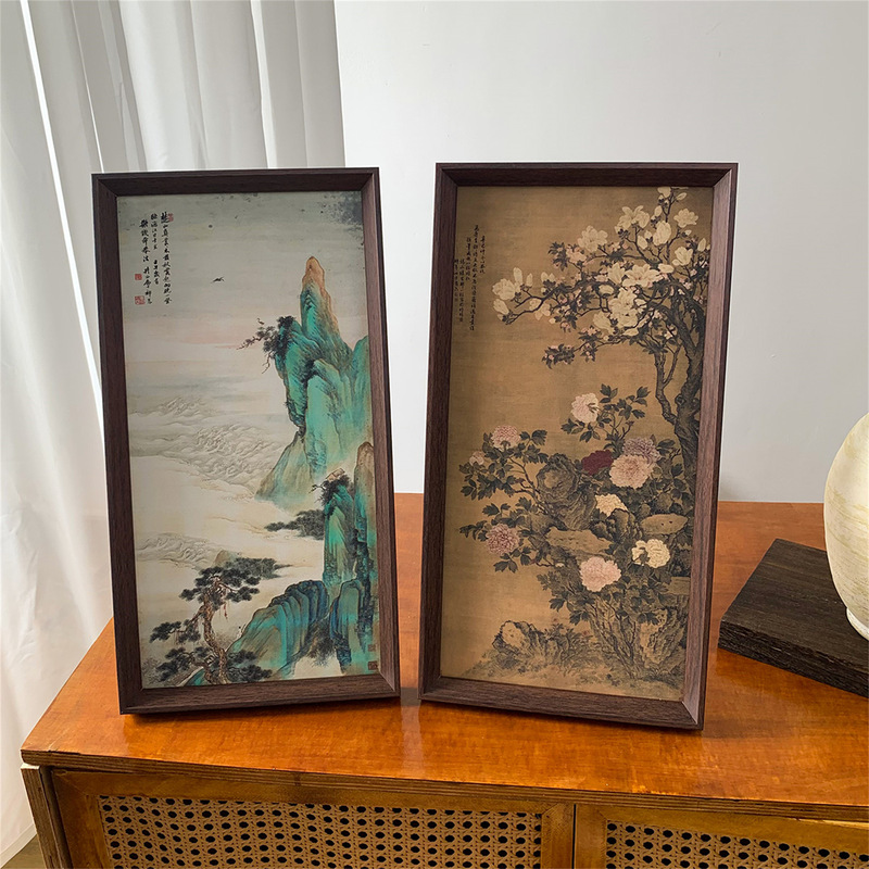 New Chinese Style Jade Hall Rich Picture Decorative Painting Photo Frame Table Painting Re-engraved Chinese Painting Entrance Living Room Hanging Painting Desktop Ornaments