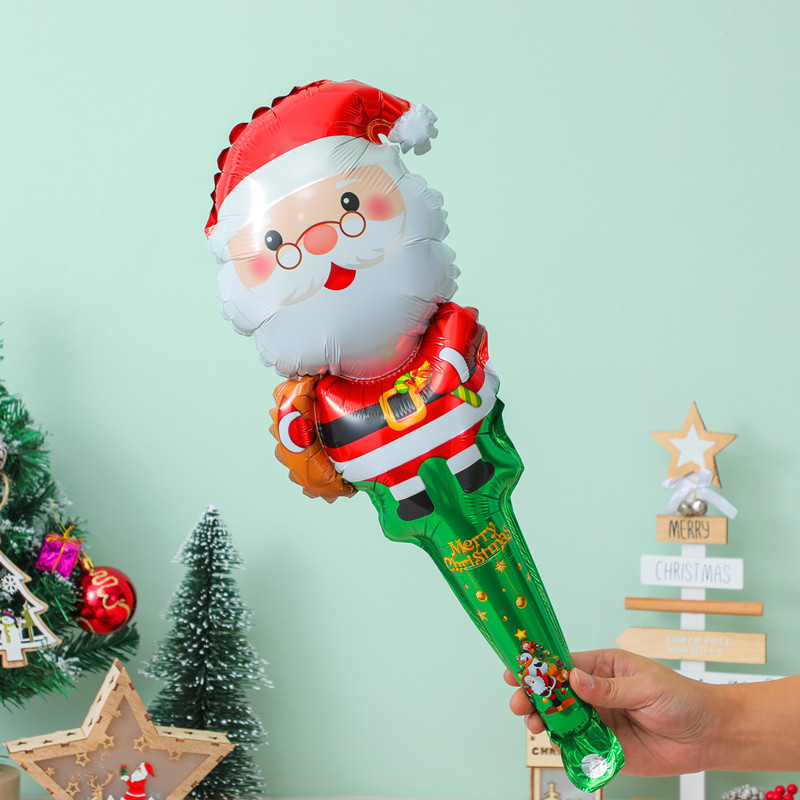 クリスマス長棒頭飾りサンタクロースミニ風船クリスマスツリー打撃棒風船クリスマス雪だるまヘラジカ|undefined