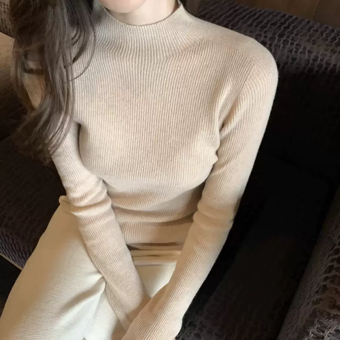 [Full Seamless] 360g 2025 Autumn and Winter New Style Knitted Half-Turtleneck Slimming Pullover 2026 New Style