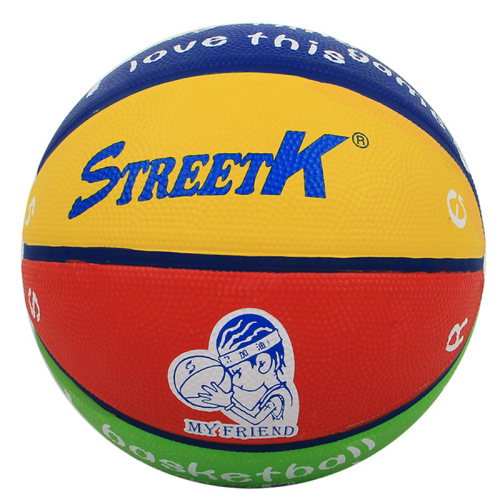 Children's Basketball Size 3, 4, 5 for Kindergarten Training, Durable Blue Rubber Balls for Students with Cartoon Design Size 6, 7
