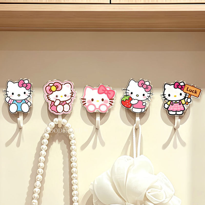 Cute KT Cat Entryway Key Storage Hook, Home Decorative Accessory, Multifunctional No-Drill Strong Adhesive Storage Hook
