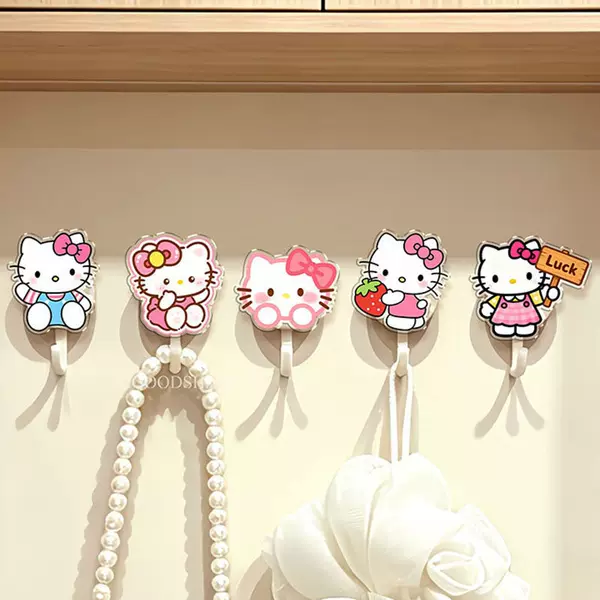 Cute KT Cat Entryway Key Storage Hook, Home Decorative Accessory, Multifunctional No-Drill Strong Adhesive Storage Hook