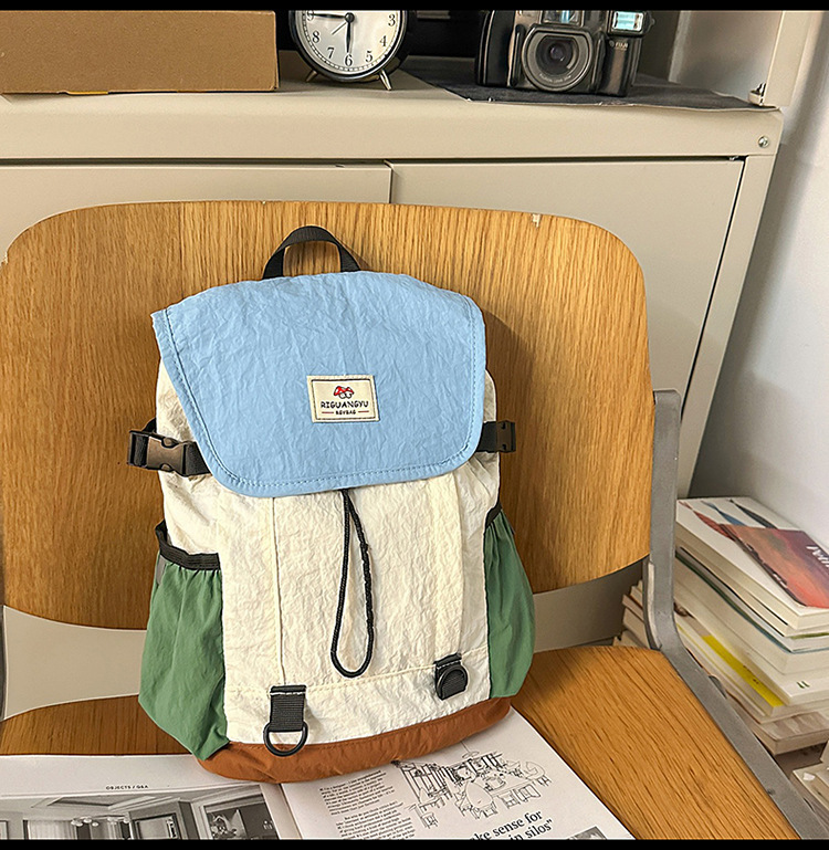日系休闲男女同款双肩包撞色百搭潮流旅行背包轻便户外徒步登山包|undefined