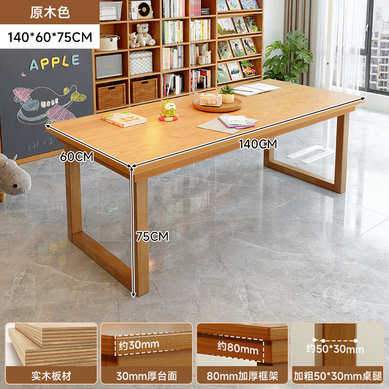 Mesa de escritorio de madera maciza para la sala de estar, escritorio largo, escritorio de lectura, escritorio de estudio, escritorio de computadora de barra larga para dos personas