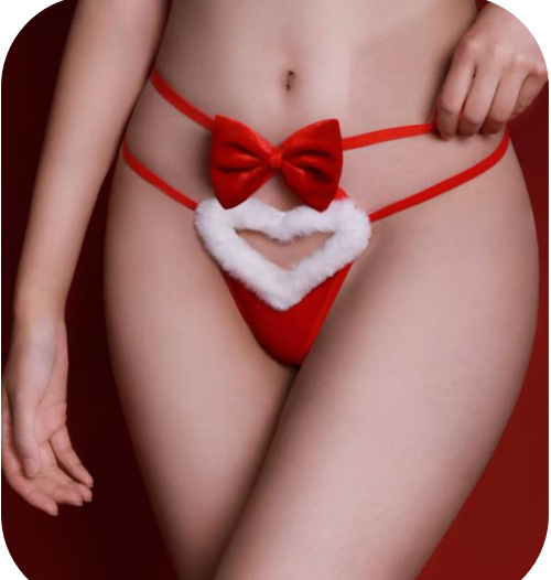 JISBOND 벨벳 플러시 러브 크리스마스 여성용 끈팬티(JSY25F)