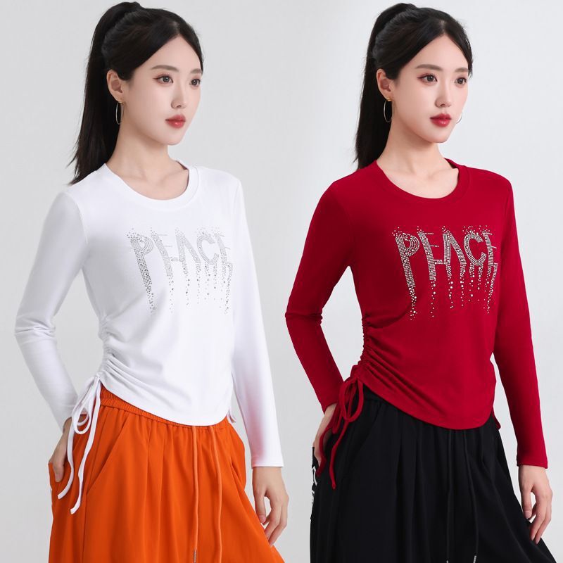 ⼚ Directly from the manufacturer: long-sleeved T-shirts for square dancing, autumn collection, with rhinestone lettering, dancewear, and dance clothes, available for drop shipping ⼚ Directly from the manufacturer: long-sleeved T-shirts for square dancing, autumn collection, with rhinestone lettering, dancewear, and dance clothes, available for drop shipping