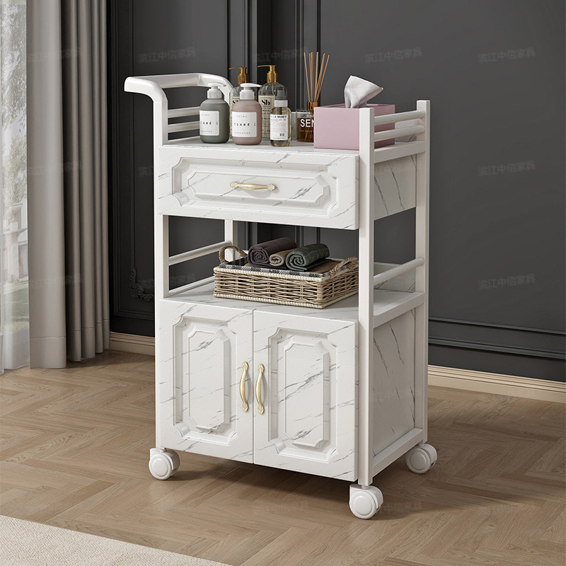 팔걸이형 화이트 프레임 + 스톤 패턴 서랍 + 스톤 패턴 수납장 - 공식 표준 구성 - 50x33x83cm☆☆