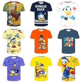 短袖儿童T恤外贸亚马逊新款男士T恤 3D数码disini唐老鸭印花童装