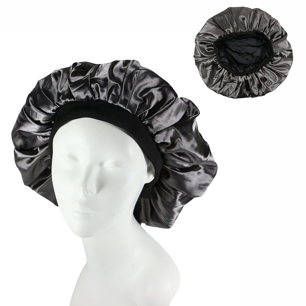 欧美流行大号双层睡帽 女士护发帽 内里可调节色丁绸缎睡帽月子帽