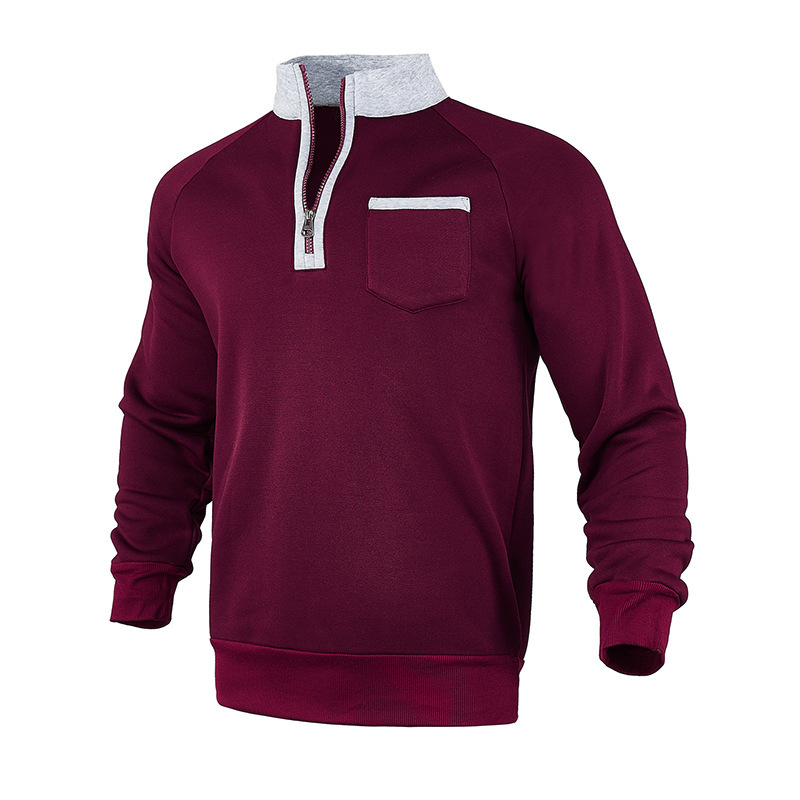 Men's Half Zip Sweatshirt With Stand Collar For Autumn And Winter_voghion.com