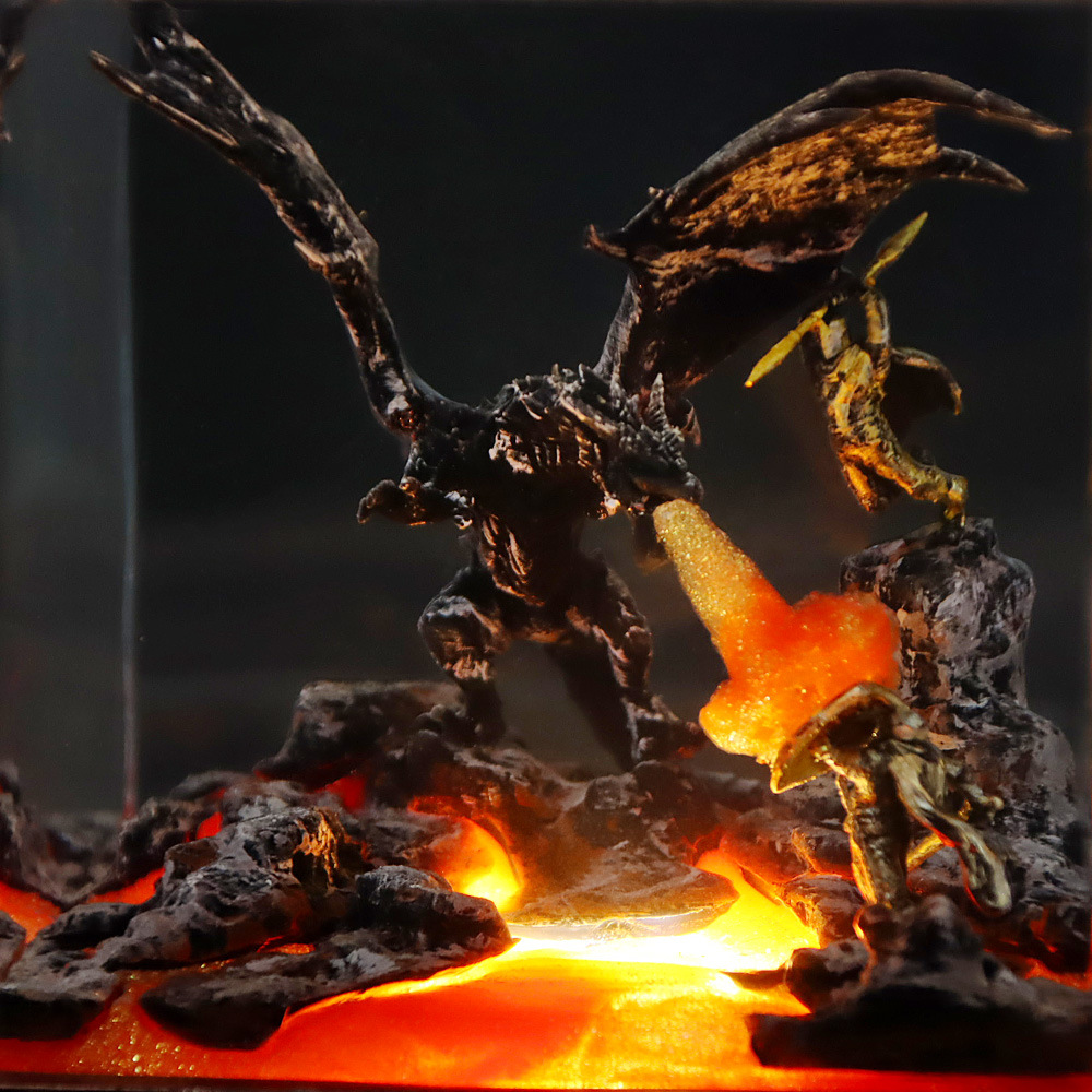  Dragon Slayer Warrior Animation Creative Resin Nightlight Crafts Home Bedroom Crystal Embedded Atmosphere Ornaments