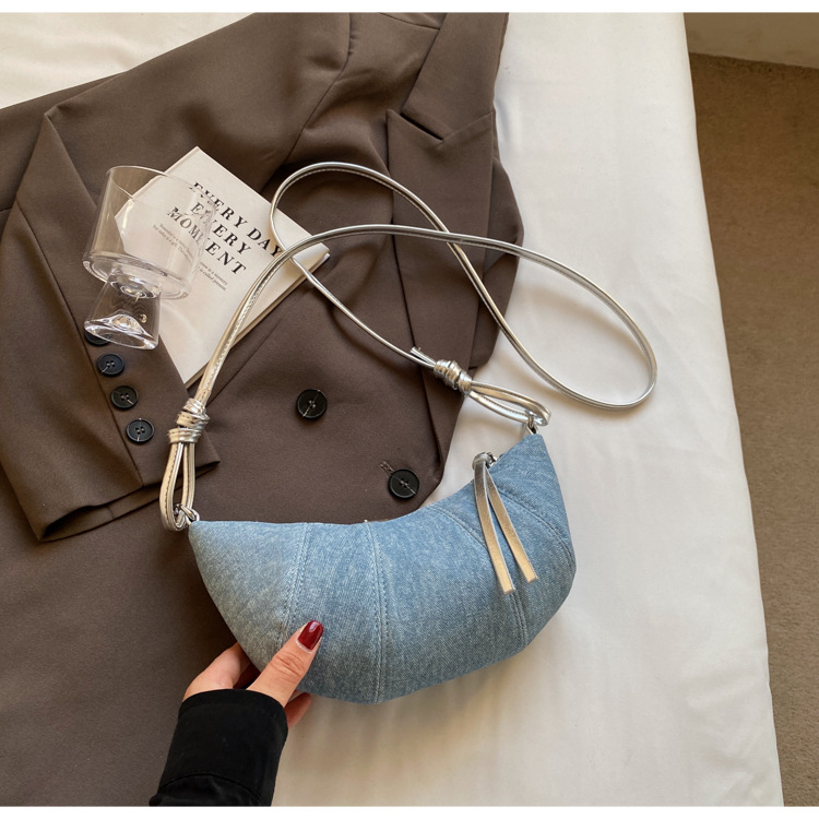 Denim for women's 2024 new fashionable casual shoulder niche trend, super hot crossbody bag, cowhide bag_senzul.com