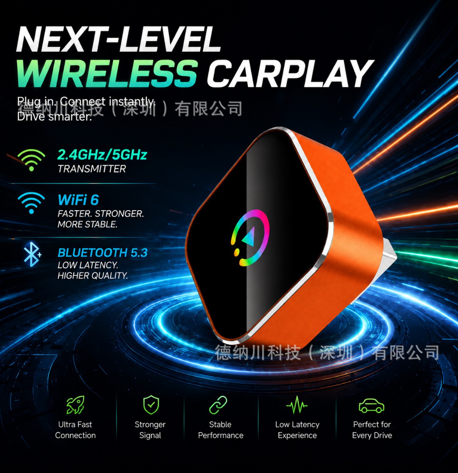 Cross-Border Hot-Selling Wired-To-Wireless Carplay Android Auto Adapter Two-In-One Car Smart Connectivity Box