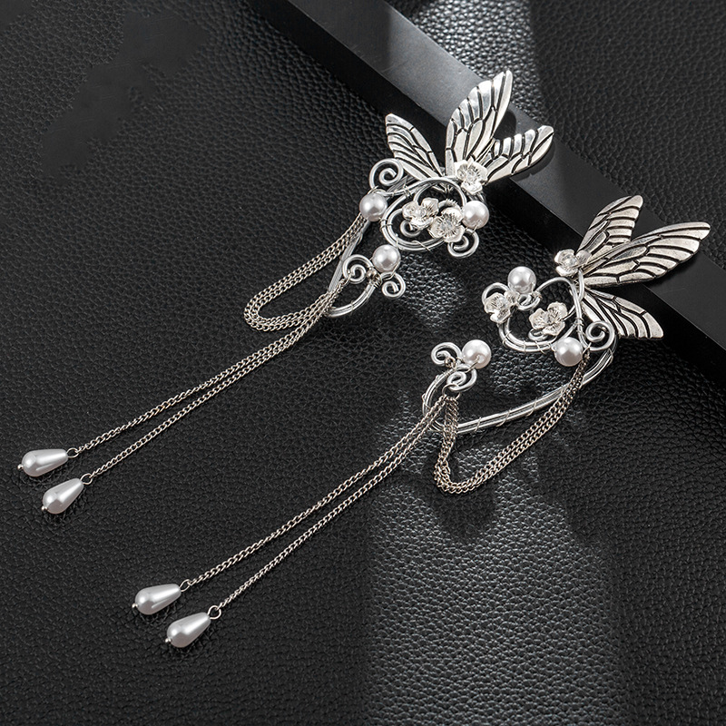 Comercio exterior popular en stock alas de mariposa largos pendientes de borla estilo antiguo clip de oreja amazon elf pendientes para mujeres