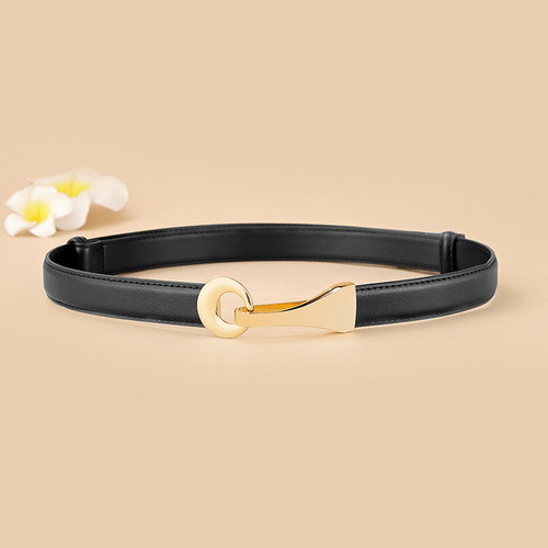 Genuine leather belt for women, slim belt for dresses, versatile leather belt for suits, thin fashion belt for women