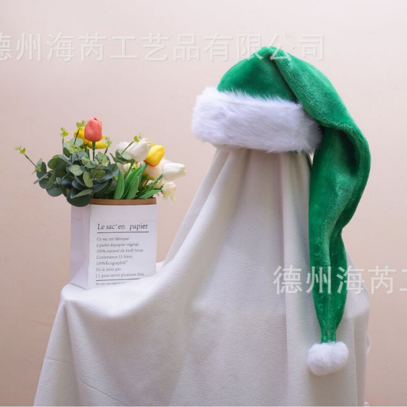 2025圣诞节装饰品红色蓝色黑色粉色圣诞树成人儿童长毛绒圣诞帽|undefined