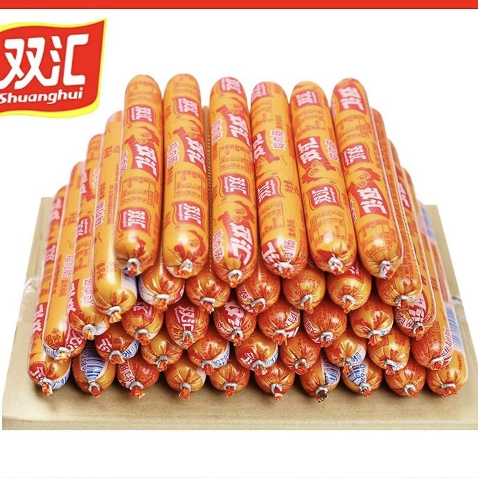 Куриная колбаса Shuanghui, 58 г/шт., целая коробка, колбаса из ветчины, копченая вареная колбаса, лапша быстрого приготовления, жареная готовая к употреблению колбаса для барбекю, оптовая продажа