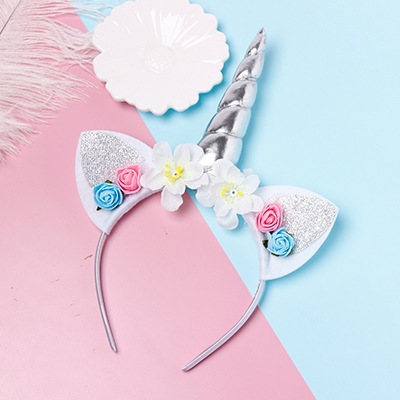 Factory direct supply of cross-border unicorn headbands, children's cartoon headbands, Halloween princess birthday party headwear wholesale detail image 8