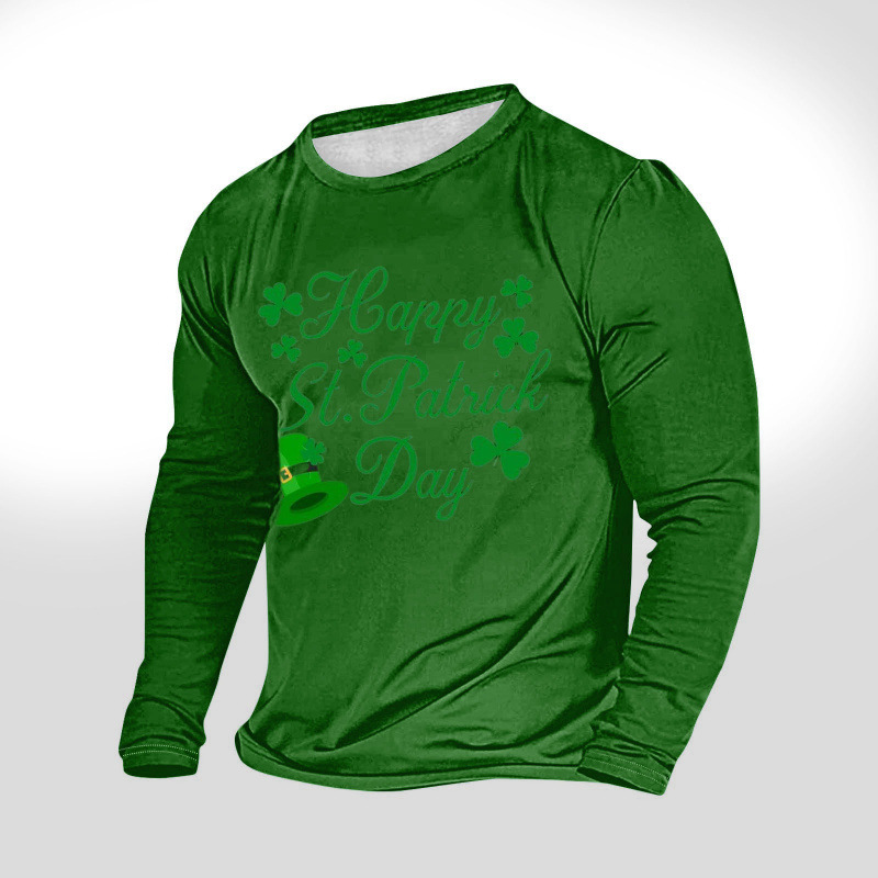 Cross-border Foreign Trade Summer New plus size Men's Clover Fashion 3D Digital Printing Long-sleeved T-shirt 3D Long-sleeved T-shirt