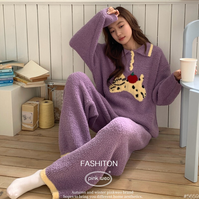 PinkWeo's new autumn and winter collection features soft, plush, and comfortable loungewear that is warm, breathable, and thickened for extra coziness. These adorable pajamas are designed for women PinkWeo's new autumn and winter collection features soft, plush, and comfortable loungewear that is warm, breathable, and thickened for extra coziness. These adorable pajamas are designed for women