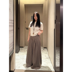 FOX ROOM 松弛感阔腿捏褶休闲裤2025秋季新款气质宽松西裤女Y121
