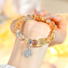 批发天然水晶黄塔晶金发晶白水晶手链时尚原创女士款发彩手串饰品