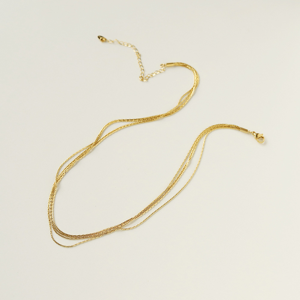 Solid Color Pattern Women's Gender Lady Solid Color Titanium Steel Plating Layered Necklaces