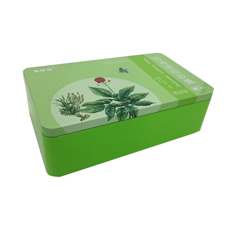 Can Making Factory Custom Capsule Iron Box Health Care Product Packaging Box Tinplate Rectangular Iron Box Green Red