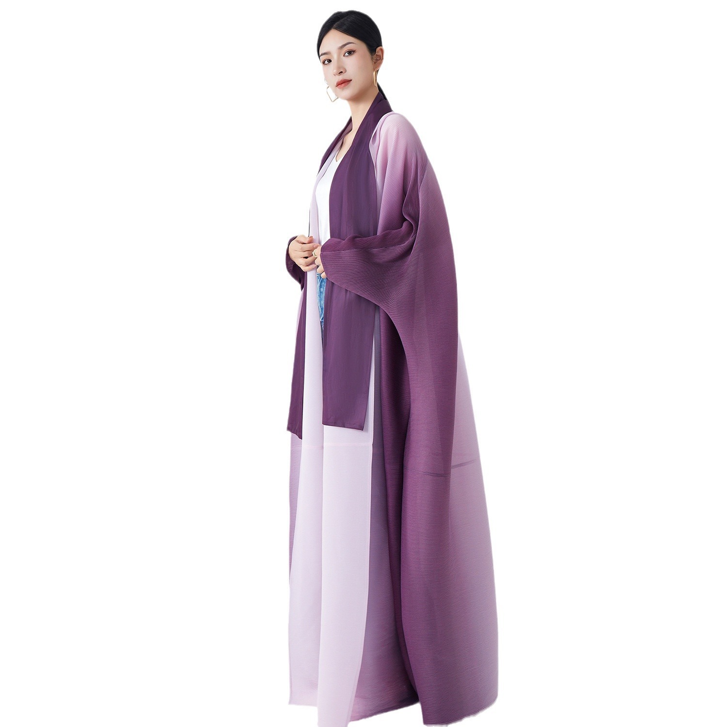 Middle Eastern Foreign Trade Muslim-style Robe, Popular Women's Clothing, Gradient Loose Plus-size Cardigan Coat,_ecoleips.com