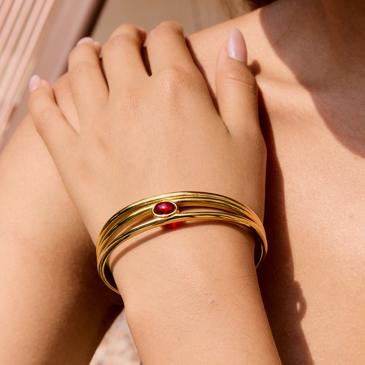Jeding brazalete de piedra natural para mujer, sin decoloración, joyería ligera de lujo de alta gama, estilo explosivo transfronterizo, pulsera de joyería de acero inoxidable image 3
