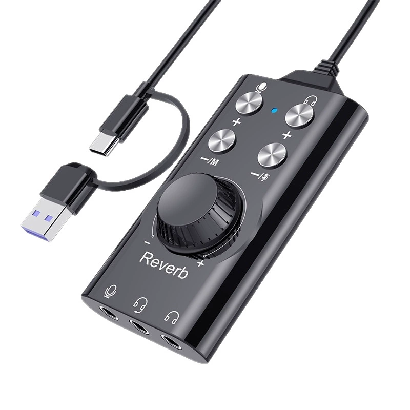 USB7.1 компьютерный усилитель голоса мужской на женский онлайн-игры запись в live режиме на мобильном телефоне и компьютере двойной вход Type-C звуковая карта