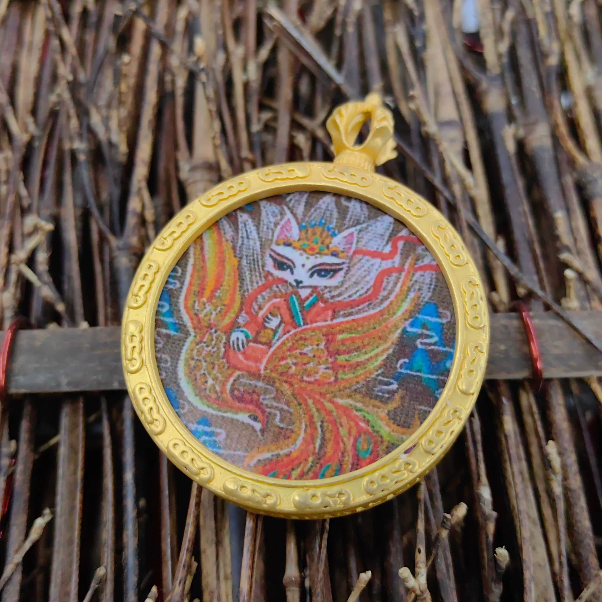 Новый круглый золотой фея девятихвостая лиса Танка pendant 4.0 Золотая Гаву коробка лиса лис амулет кулон оптовая продажа